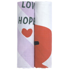 Lässig - Mulltücher (2 Stk) 120X120 - Happy Rascals - Lavender Heart