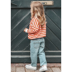 Your Wishes - Stripe French Knit Sweater - Pink Orange