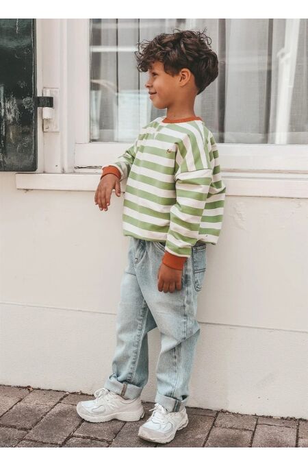 Your Wishes - Stripe French Knit Sweater - Wollweiß/ Grün