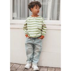 Your Wishes - Stripe French Knit Sweater - Wollweiß/ Grün