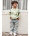 Your Wishes - Stripe French Knit Sweater - Wollweiß/ Grün