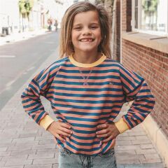 Your Wishes - Stripe French Knit Sweater - Navy/ Altrosa