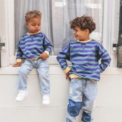 Your Wishes - Stripe French Knit Sweater - Lila/ Grün