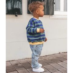 Your Wishes - Stripe French Knit Sweater - Lila/ Grün