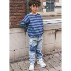 Your Wishes - Stripe French Knit Sweater - Lila/ Grün