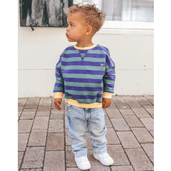 Your Wishes - Stripe French Knit Sweater - Lila/ Grün