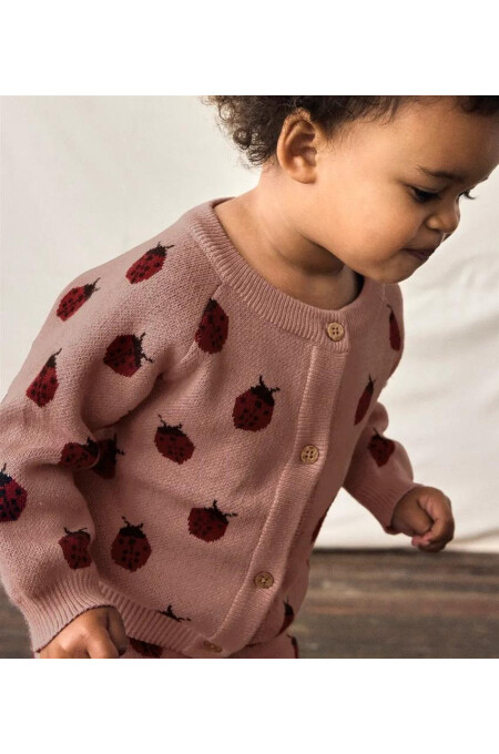 LilLAtelier - Baby  Strickjacke Marienkäfer - Misty Rose
