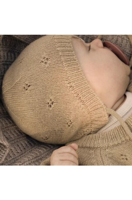 LIL´Atelier - Woll-Strickmütze mit Bändeln - Safari