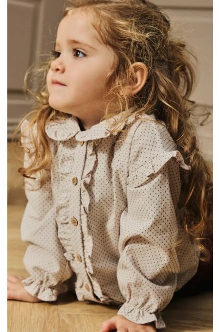 Lil`Atelier - Kleinkind Rüschen Langarmbluse - Pastel Parchment