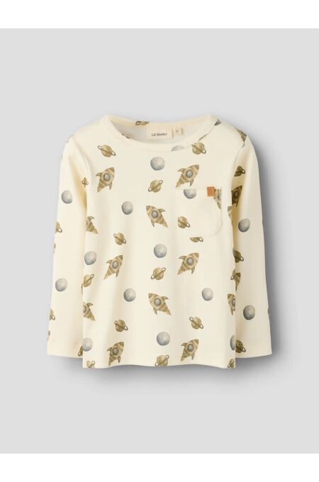 LilAtelier - Longsleeve mit Space-Print - Turtledove