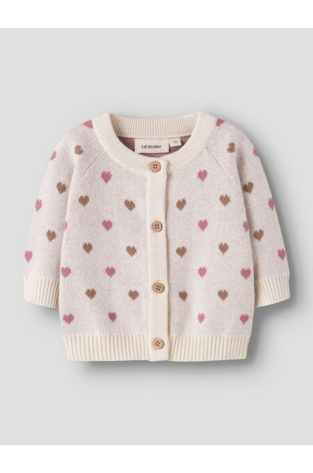 LILAtelier - Baby Strickjacke mit Herzen - Turtledove/ Sepa Tint