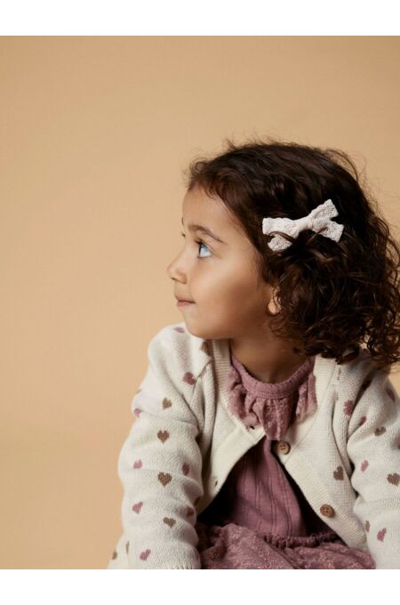 LIL`Atelier - Strickjacke mit Herzen - Turtledove/ Sepia Tint