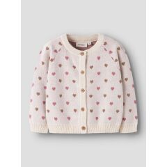 LIL`Atelier - Strickjacke mit Herzen - Turtledove/ Sepia Tint