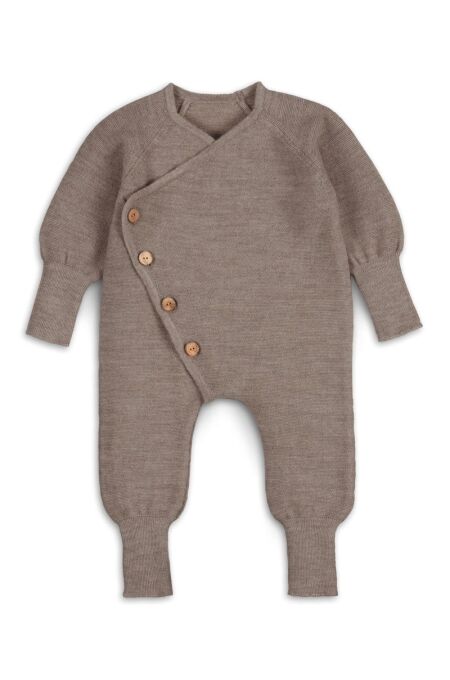 Halfen - Feinstrick-Overall mit Holzknöpfen - nuss
