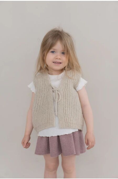 Halfen - Kids Grobstrick-Weste m. Bändchen - beige