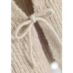 Halfen - Kids Grobstrick-Weste m. Bändchen - beige