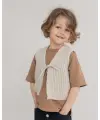 Halfen - Kids Grobstrick-Weste m. Bändchen - beige
