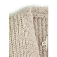 Halfen-Damen Grobstrick-Weste mit Bändchen - beige