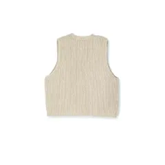 Halfen - Grobstrick-Weste mit Bändchen - beige