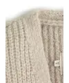 Halfen - Grobstrick-Weste mit Bändchen - beige