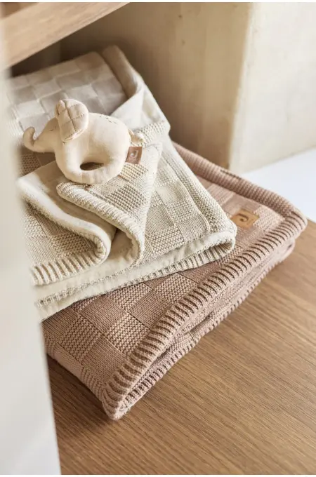 Jollein - Decke Wiege 75x100cm Box Knit Warm Sand GOTS