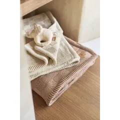 Jollein - Decke Wiege 75x100cm Box Knit Warm Sand GOTS