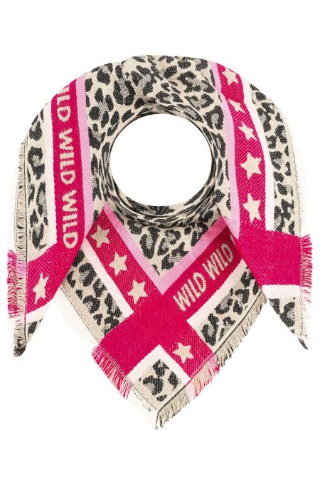 Zwillingsherz - Vierecktuch mit Wolle "Wild Star Leo"- beere/natur