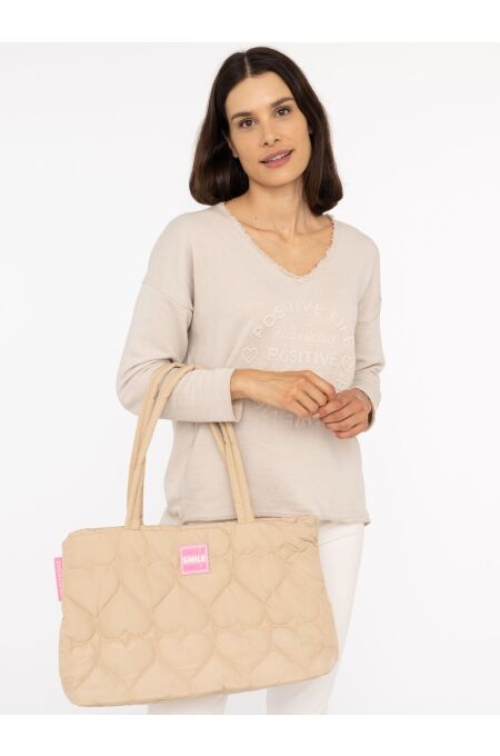 Zwillingsherz - Stepptasche "Smile" - beige