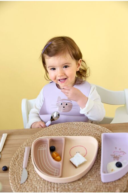 Lässig - Kinder Menüteller Silikon (3-teilig) - Tiny Team, Katze