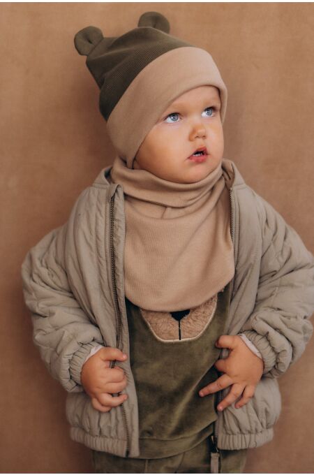 Woolyorganic - Beanie mit Teddy-Ohren - tea leaf/savannah