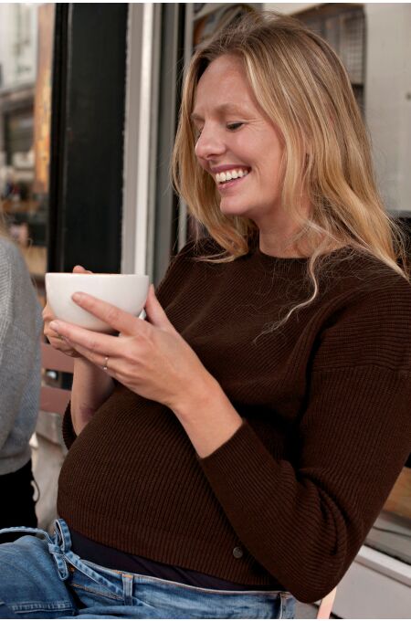 Love2Wait - Cropped Strickpulli - brown