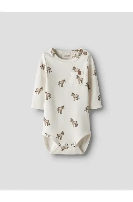 LILAtelier - Süßer Body mit Esel Print - Coconut Milk