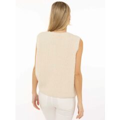 Zwillingsherz - Strickweste mit Knöpfen und Patch -...