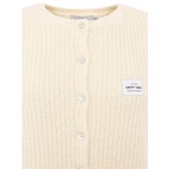 Zwillingsherz - Strickweste mit Knöpfen und Patch - wollweiß