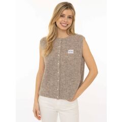 Zwillingsherz - Strickweste mit Knöpfen und Patch -...