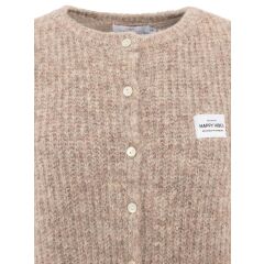 Zwillingsherz - Strickweste mit Knöpfen und Patch - beige