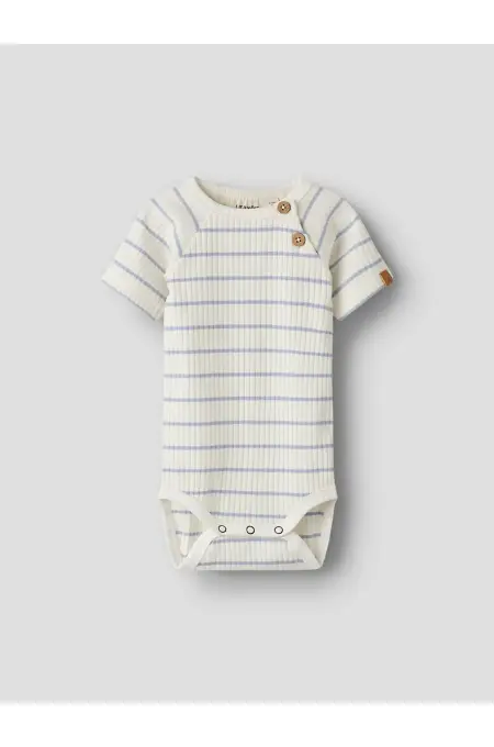LilAtelier - gestreifter Babybody - Coconut Milk/Zen Blue