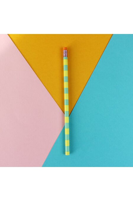 Ava & Yves - Bleistift Stripes mint/gelb, mit Aluminium-Hülle flieder, Radiergummi orange, 18,7cm