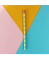 Ava & Yves - Bleistift Stripes mint/gelb, mit Aluminium-Hülle flieder, Radiergummi orange, 18,7cm