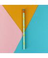 Ava & Yves - Bleistift Smile hellblau/gelb, mit Aluminium-Hülle orange, Radiergummi hellblau, 18,7cm