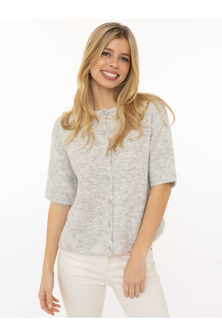 Zwillingsherz - Kurzarm Cardigan Cozy - hellgrau