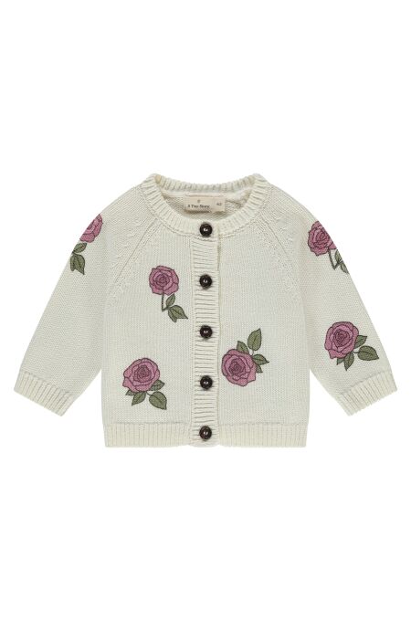 A Tiny Story - Baby Strickjacke - Ecru/Rosen