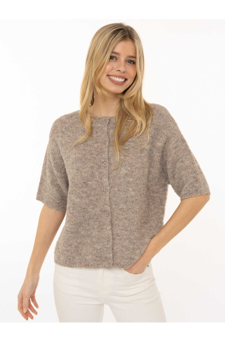 Zwillingsherz - Kurzarm Cardigan Cozy - hellbraun