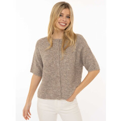 Zwillingsherz - Kurzarm Cardigan Cozy - hellbraun