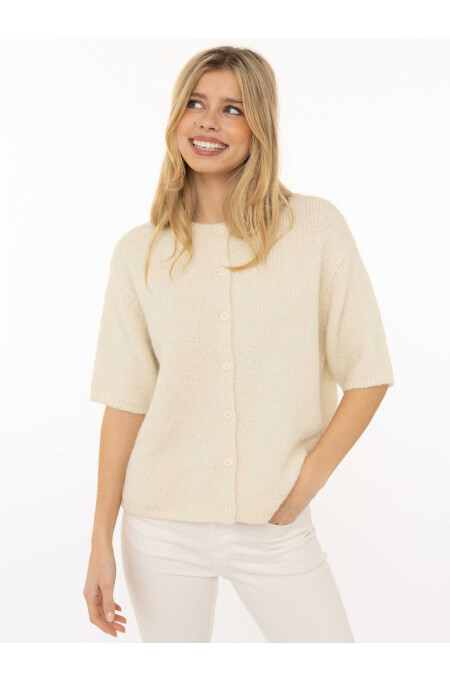 Zwillingsherz - Kurzarm Cardigan Cozy - wollweiß