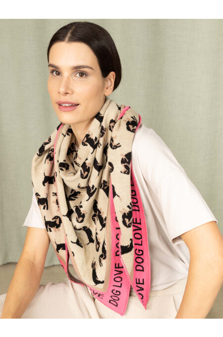 Zwillingsherz - Dreieckstuch BW "Süßer Dackel" - beige/pink