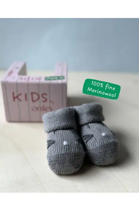ooley - Baby Socken Maus - 0-4 Monate - Grau