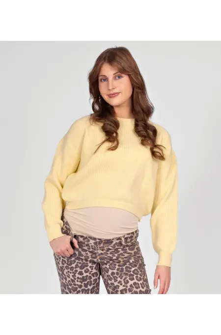 Love2Wait - Cropped Strickpulli - soft yellow