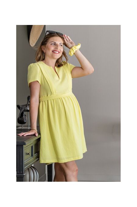 Balloon - Musselin Stillkleid - yellow