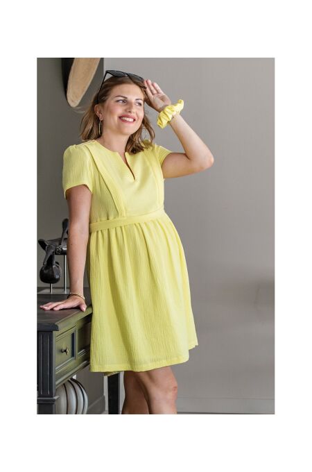 Balloon - Musselin Stillkleid - yellow